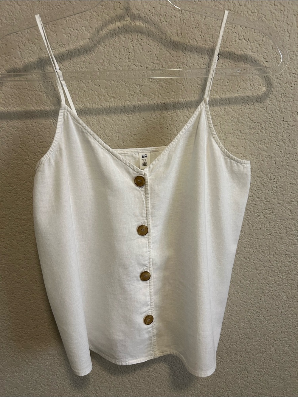 bp White Button-Front Spaghetti Strap Tank Top